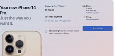 今天订购的 iPhone 14 Pro 型号将在圣诞节后发货