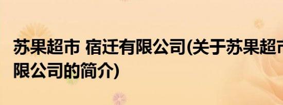 苏果超市 宿迁有限公司(关于苏果超市 宿迁有限公司的简介)