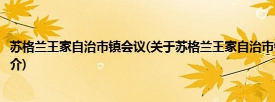 苏格兰王家自治市镇会议(关于苏格兰王家自治市镇会议的简介)