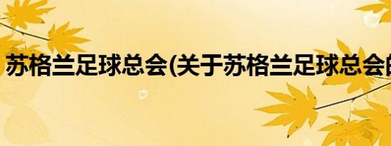 苏格兰足球总会(关于苏格兰足球总会的简介)