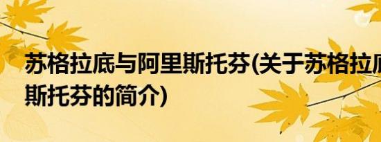 苏格拉底与阿里斯托芬(关于苏格拉底与阿里斯托芬的简介)