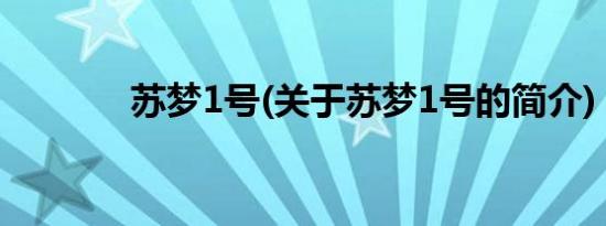 苏梦1号(关于苏梦1号的简介)