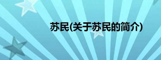 苏民(关于苏民的简介)