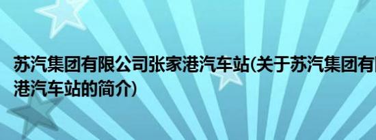 苏汽集团有限公司张家港汽车站(关于苏汽集团有限公司张家港汽车站的简介)