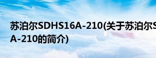 苏泊尔SDHS16A-210(关于苏泊尔SDHS16A-210的简介)