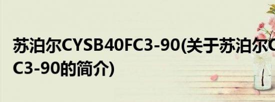 苏泊尔CYSB40FC3-90(关于苏泊尔CYSB40FC3-90的简介)