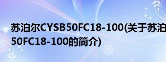 苏泊尔CYSB50FC18-100(关于苏泊尔CYSB50FC18-100的简介)