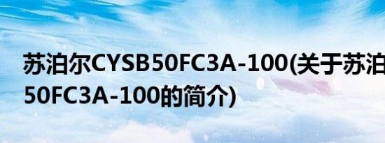 苏泊尔CYSB50FC3A-100(关于苏泊尔CYSB50FC3A-100的简介)