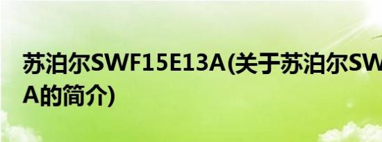 苏泊尔SWF15E13A(关于苏泊尔SWF15E13A的简介)