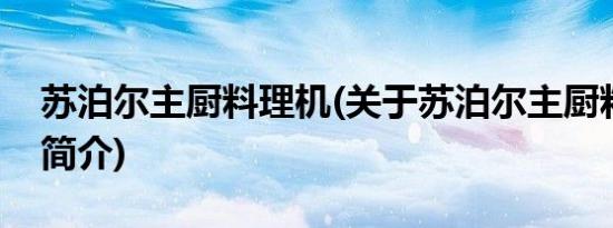 苏泊尔主厨料理机(关于苏泊尔主厨料理机的简介)