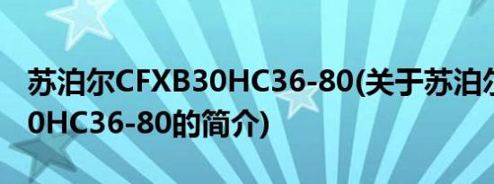 苏泊尔CFXB30HC36-80(关于苏泊尔CFXB30HC36-80的简介)