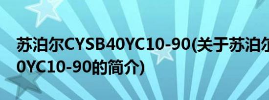 苏泊尔CYSB40YC10-90(关于苏泊尔CYSB40YC10-90的简介)