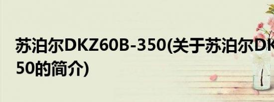 苏泊尔DKZ60B-350(关于苏泊尔DKZ60B-350的简介)