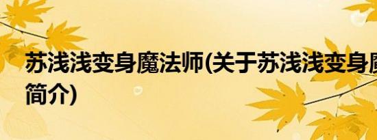 苏浅浅变身魔法师(关于苏浅浅变身魔法师的简介)