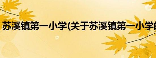 苏溪镇第一小学(关于苏溪镇第一小学的简介)