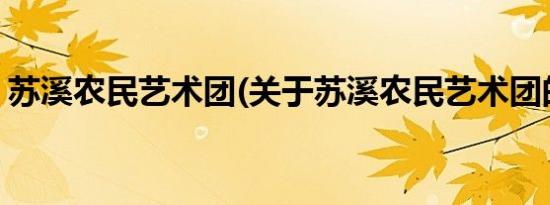 苏溪农民艺术团(关于苏溪农民艺术团的简介)