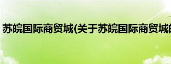 苏皖国际商贸城(关于苏皖国际商贸城的简介)