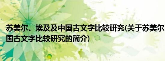 苏美尔、埃及及中国古文字比较研究(关于苏美尔、埃及及中国古文字比较研究的简介)