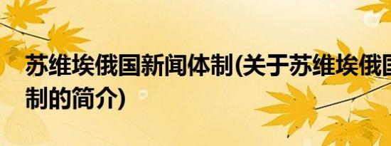 苏维埃俄国新闻体制(关于苏维埃俄国新闻体制的简介)