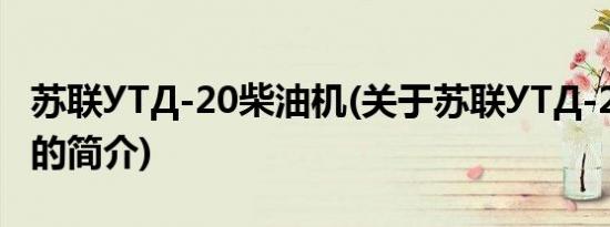 苏联УΤД-20柴油机(关于苏联УΤД-20柴油机的简介)