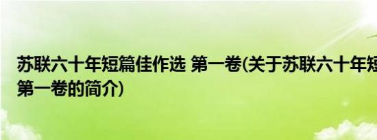 苏联六十年短篇佳作选 第一卷(关于苏联六十年短篇佳作选 第一卷的简介)