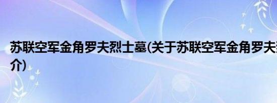 苏联空军金角罗夫烈士墓(关于苏联空军金角罗夫烈士墓的简介)