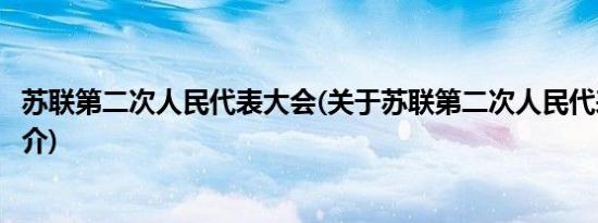 苏联第二次人民代表大会(关于苏联第二次人民代表大会的简介)