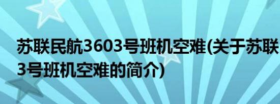 苏联民航3603号班机空难(关于苏联民航3603号班机空难的简介)