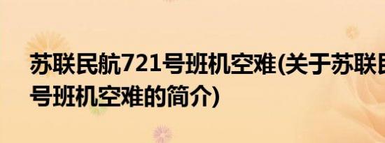 苏联民航721号班机空难(关于苏联民航721号班机空难的简介)