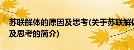 苏联解体的原因及思考(关于苏联解体的原因及思考的简介)