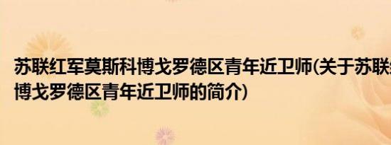 苏联红军莫斯科博戈罗德区青年近卫师(关于苏联红军莫斯科博戈罗德区青年近卫师的简介)