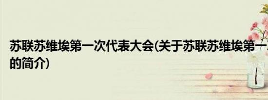 苏联苏维埃第一次代表大会(关于苏联苏维埃第一次代表大会的简介)