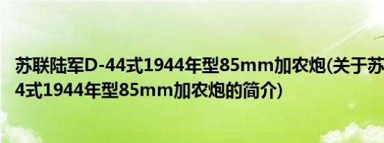 苏联陆军D-44式1944年型85mm加农炮(关于苏联陆军D-44式1944年型85mm加农炮的简介)