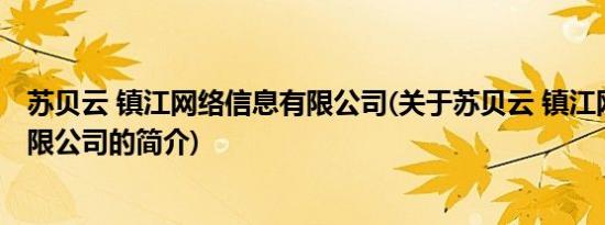 苏贝云 镇江网络信息有限公司(关于苏贝云 镇江网络信息有限公司的简介)