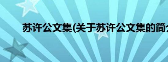 苏许公文集(关于苏许公文集的简介)