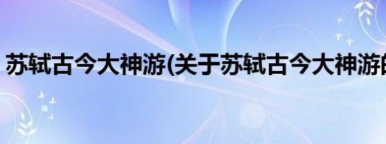 苏轼古今大神游(关于苏轼古今大神游的简介)