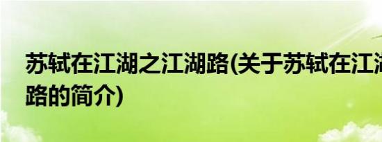 苏轼在江湖之江湖路(关于苏轼在江湖之江湖路的简介)