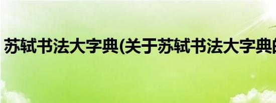 苏轼书法大字典(关于苏轼书法大字典的简介)