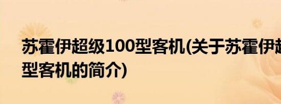 苏霍伊超级100型客机(关于苏霍伊超级100型客机的简介)