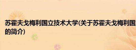 苏霍夫戈梅利国立技术大学(关于苏霍夫戈梅利国立技术大学的简介)