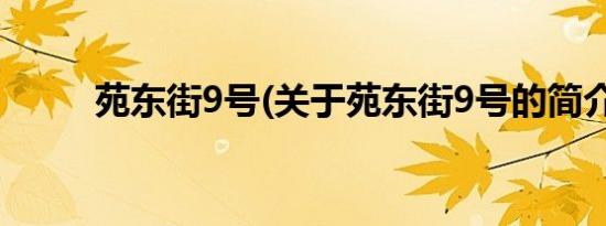 苑东街9号(关于苑东街9号的简介)