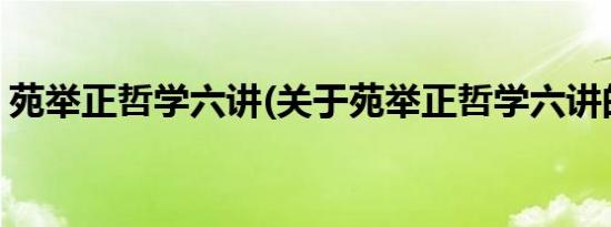 苑举正哲学六讲(关于苑举正哲学六讲的简介)