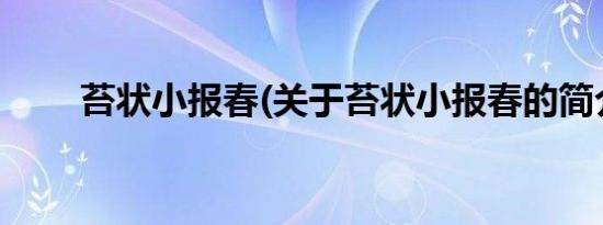 苔状小报春(关于苔状小报春的简介)