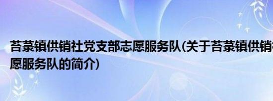 苔菉镇供销社党支部志愿服务队(关于苔菉镇供销社党支部志愿服务队的简介)