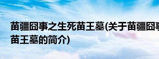 苗疆囧事之生死苗王墓(关于苗疆囧事之生死苗王墓的简介)