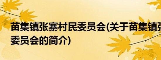 苗集镇张寨村民委员会(关于苗集镇张寨村民委员会的简介)