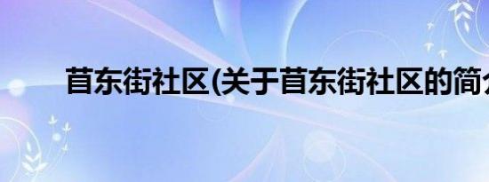 苜东街社区(关于苜东街社区的简介)