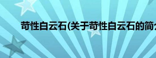 苛性白云石(关于苛性白云石的简介)