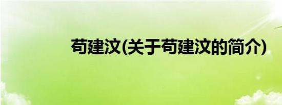 苟建汶(关于苟建汶的简介)