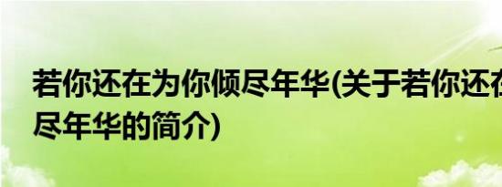 若你还在为你倾尽年华(关于若你还在为你倾尽年华的简介)